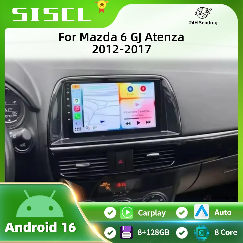 

Android 16 For Mazda 6 GJ Atenza 2012 2013 2014 2015 2016 2017 Wireless Carplay Auto Car Multimedia Car Radio Video Player GPS