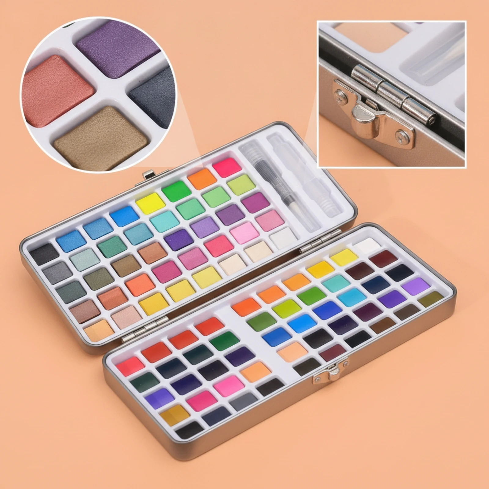 Watercolor Paint Set Highly Pigmented Watercolor Paint Set with Paintbrush Portable Travel-Friendly for Artists