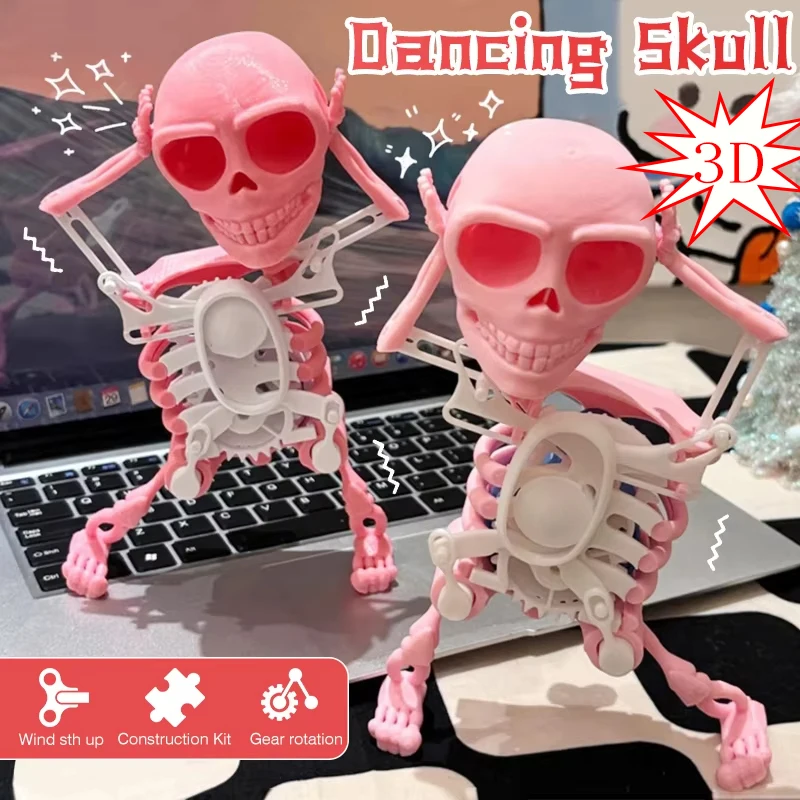 Dancing Skeleton 3D Stereo Machine Swing Wind-up Toy-Creative Stress Reliever, Funny Gift, Funny Sand Sculpture Stress Reliever