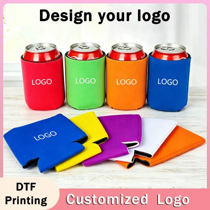 10 pcs Portable Neoprene Drink Bottle Can Sleeves Shock‑Resistant Beer Coke Soda Can Protective Cover Custom Your Own Logo