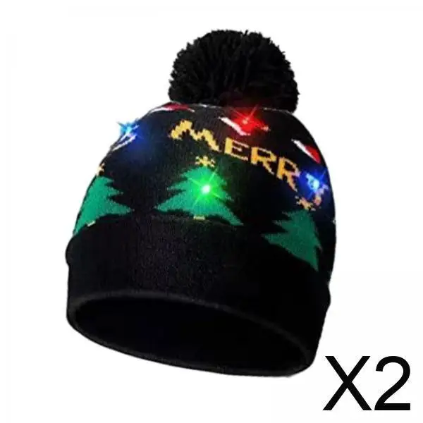 

Christmas LED Beanie Hat Soft Stretchy Knitted Cap Colorful Light Up Winter Hat for Holiday New Year Event