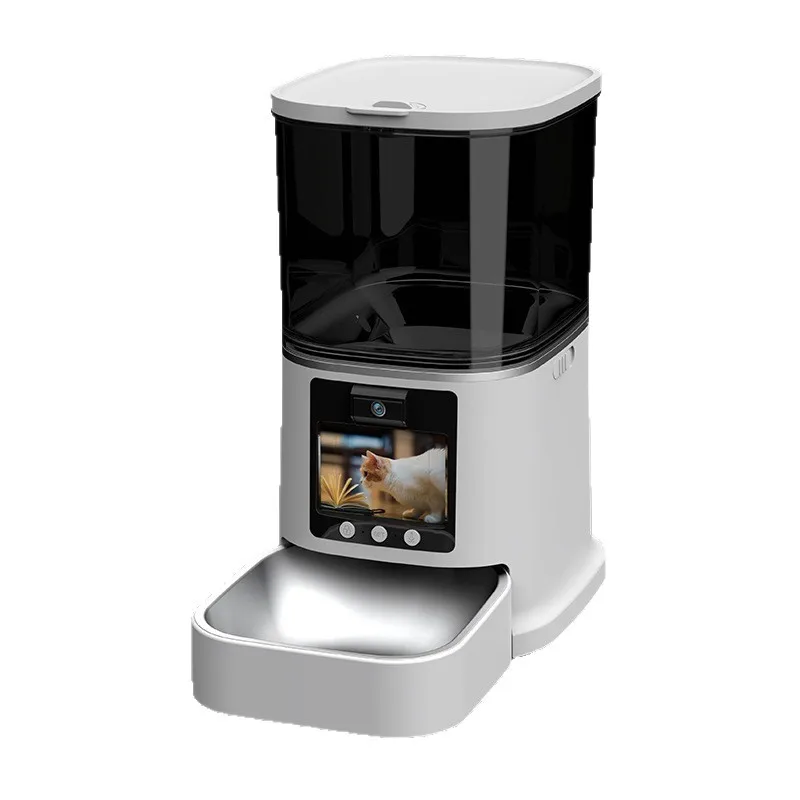5L slimme voerbak voor huisdieren met scherm - tweewegvideo en stem, timer APP-bediening, dubbele voeding, automatische dispenser voor katten/honden