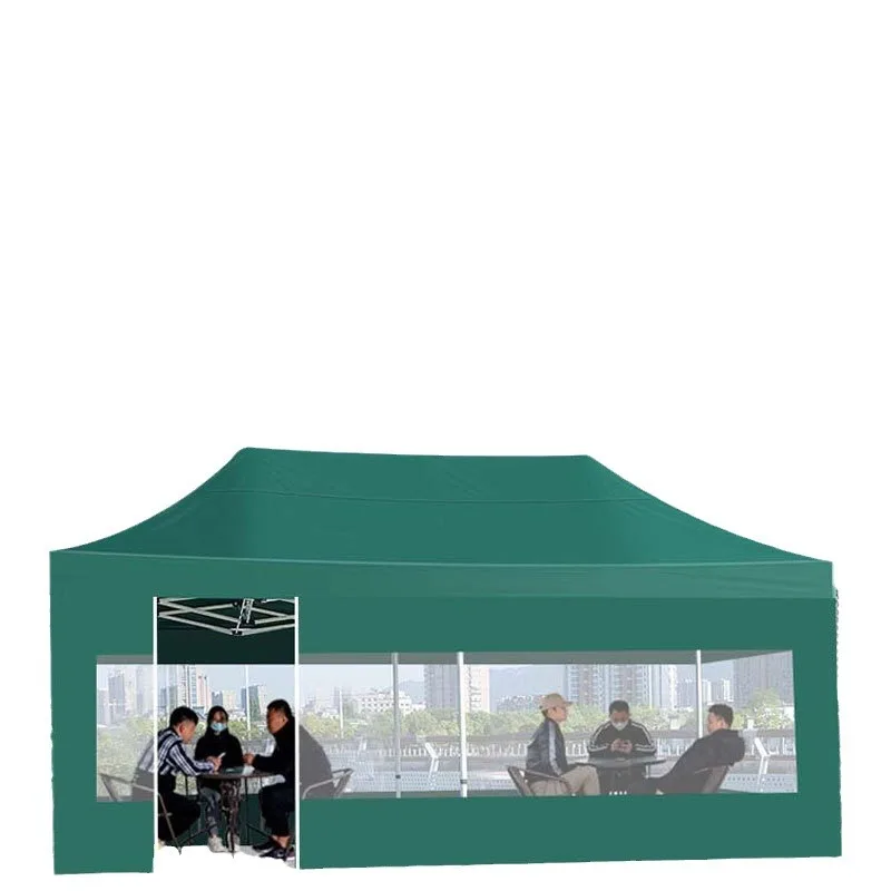 Thickened Rainproof Transparent Four-Corner Canopy For Tent Stalls, Night Market Folding Outdoor Umbrella, Rainproof Awning