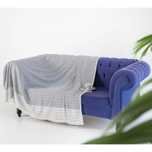 N & Time memories Natural Woven Cotton Decorative Seat Cover Anthracite Color 170 X210 cm