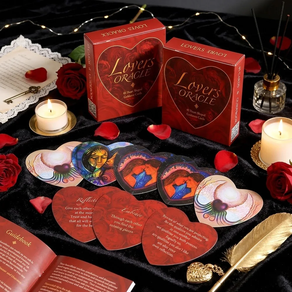 

Lovers Oracle Cards 45 Heart-Shaped Guidance Cards for Love and Relationship Tarot Deck Divination Board Game