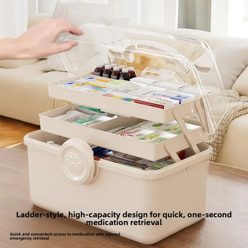 

Large Capacity Home Medicine Storage Box Portable Thickened Organizer with Transparent Lid Dustproof Moisture-Proof Multi-Spec