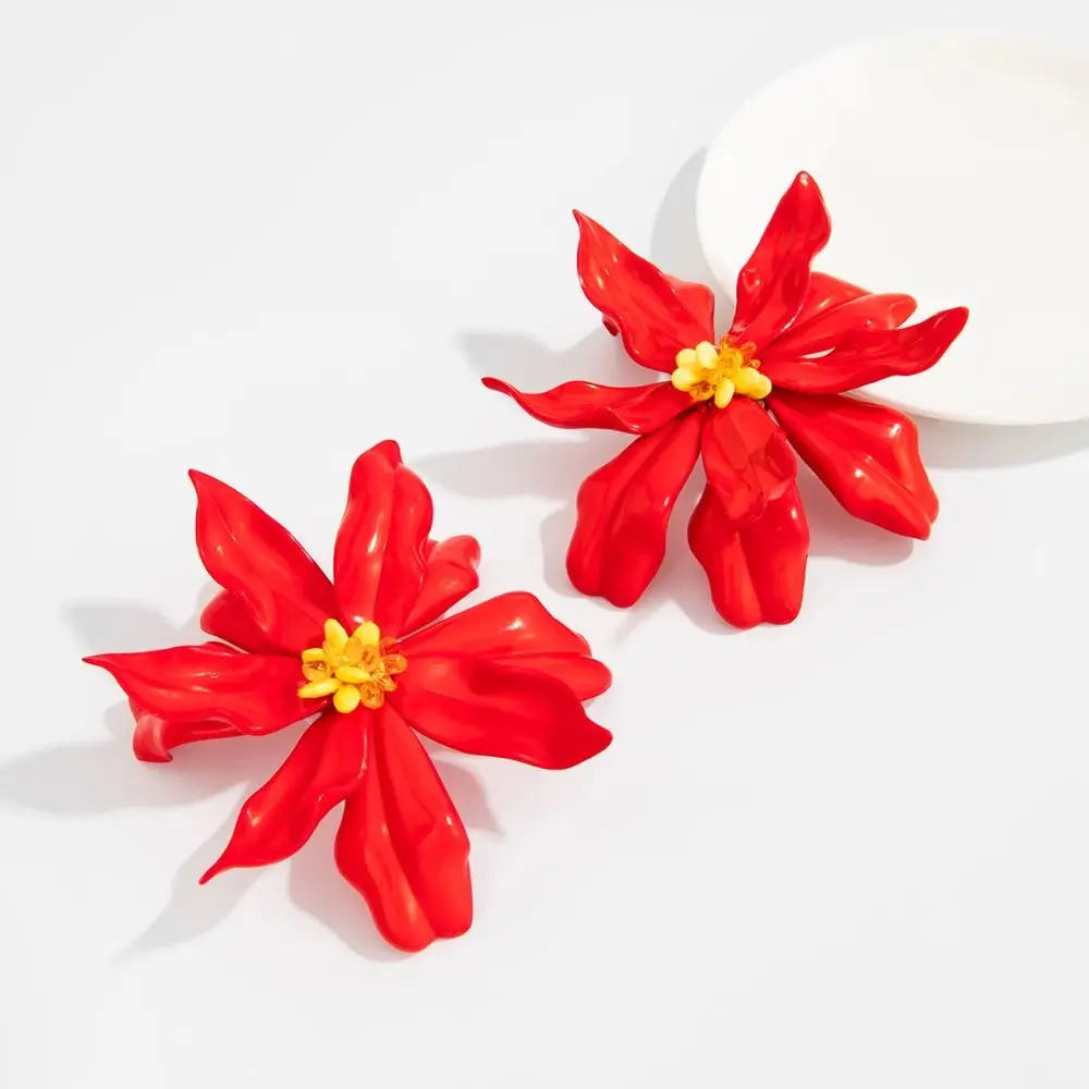 Acrylic Large Flower Earrings Exaggerated Vintage Flower Stud Earrings Jewelry Accessories Minority Design