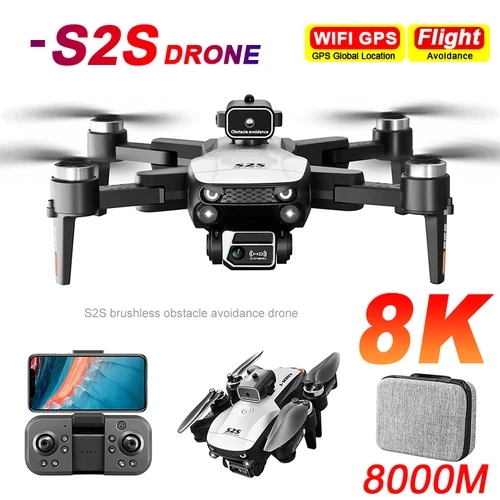 Imagen 1 del producto Mini Dron S2S 4k 8K HD, cámara para evitar obstáculos, fotografía aérea, Motor sin escobillas, cuadricóptero Rc plegable, juguete para niños