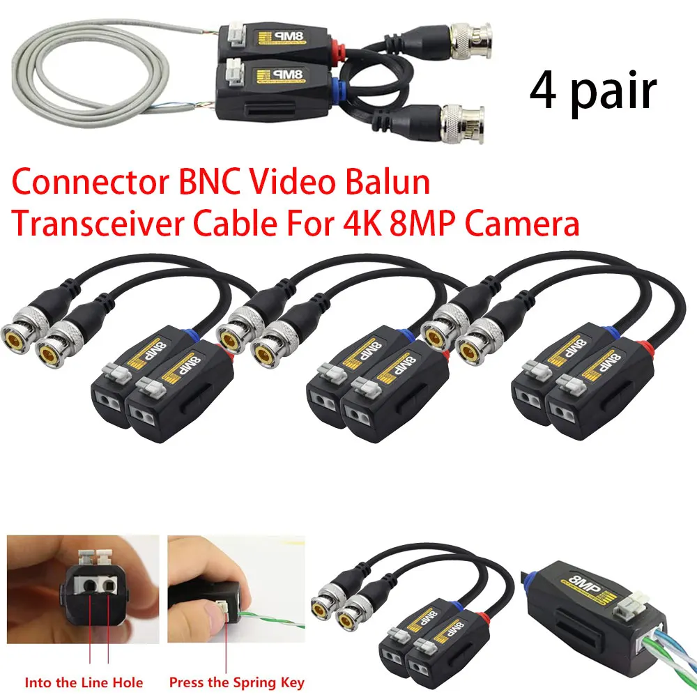 

Video Balun HD-CVI TVI AHD CVBS Passive Connector BNC Video Balun Transceiver Cable HD Video Balun Connectors