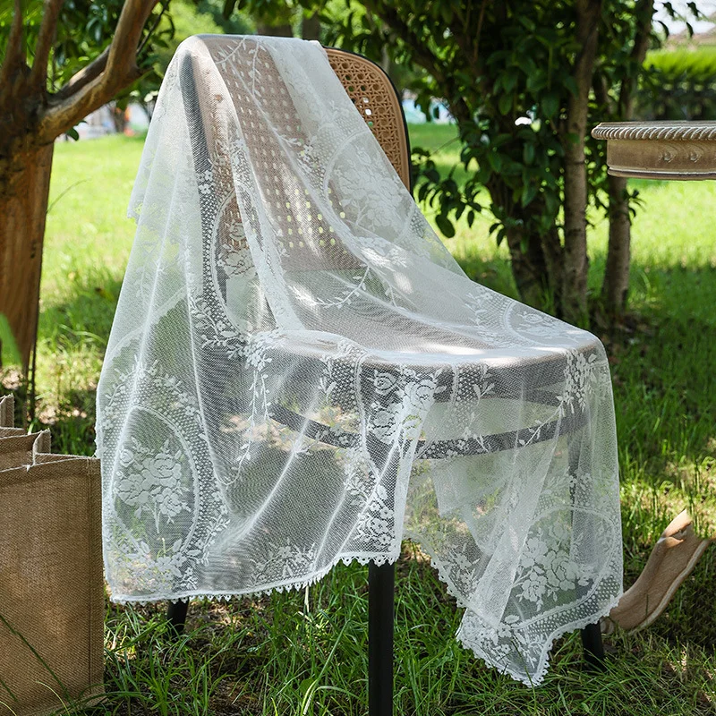 White lace tablecloth lace atmosphere photo props dining table decoration