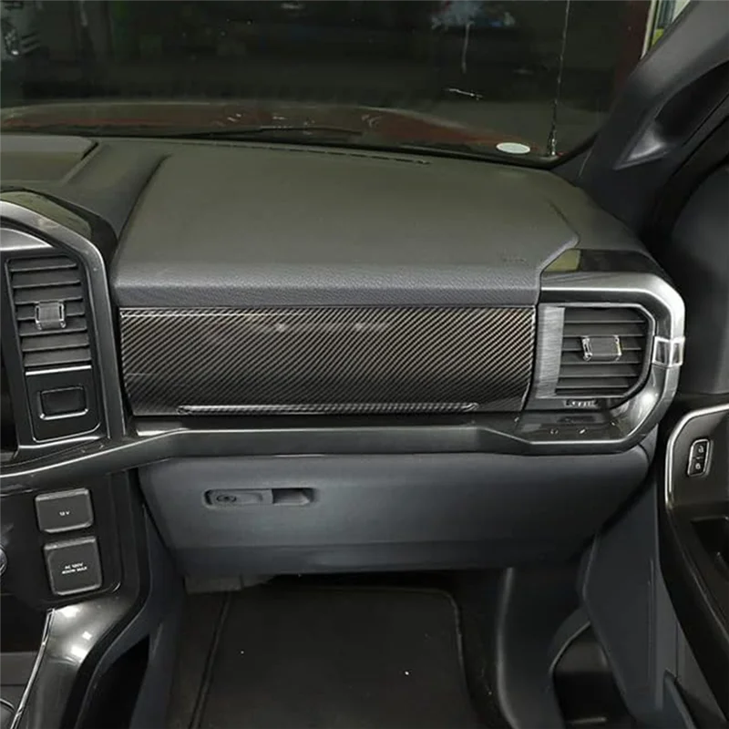 

Center Console Dashboard Co-Pilot Panel Cover Trim Decorative Replacement For Ford F150 2021-2023 Accessories - ABS Carbon Fiber