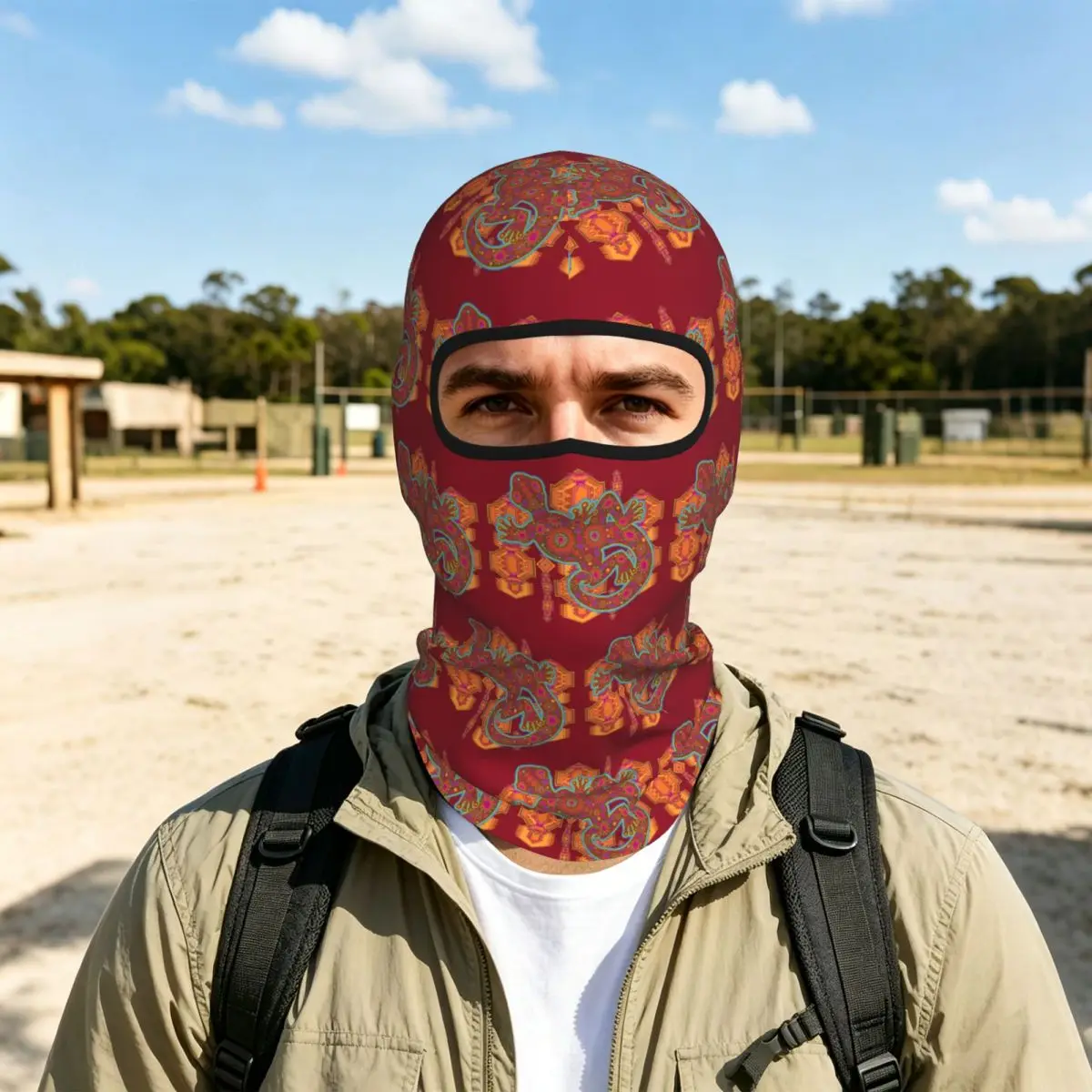 Ethnic Tribal Lizard Salamander Breathable Thin Balaclava Full Face Mask Sun Protection Neck Gaiter For Motorcycle Cycling