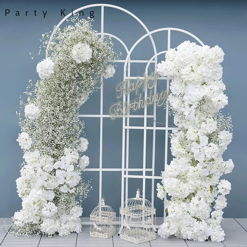 Luxury White Babysbreath Flower Centerpieces Silk Hydrangea Flower Bunch Artificial Flowerbackdrop Wall for Wedding Home Decor