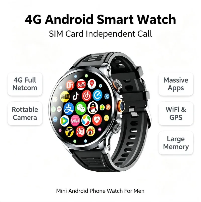 New H18 Smartwatch 1.95 Inch HD Spherical Screen 128GB WIFI GPS Independent Call Fitness Sports Smart Watch