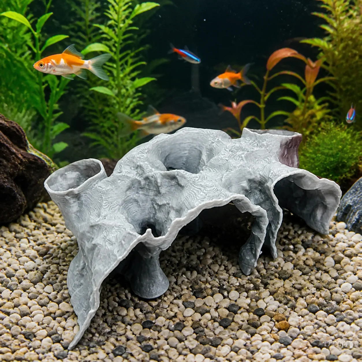 Aquarium Rock Tunnel Resin Fish Tank Hideout Safe Non Toxic Aquascaping Decor Cave Shelter for Freshwater Saltwater Tanks