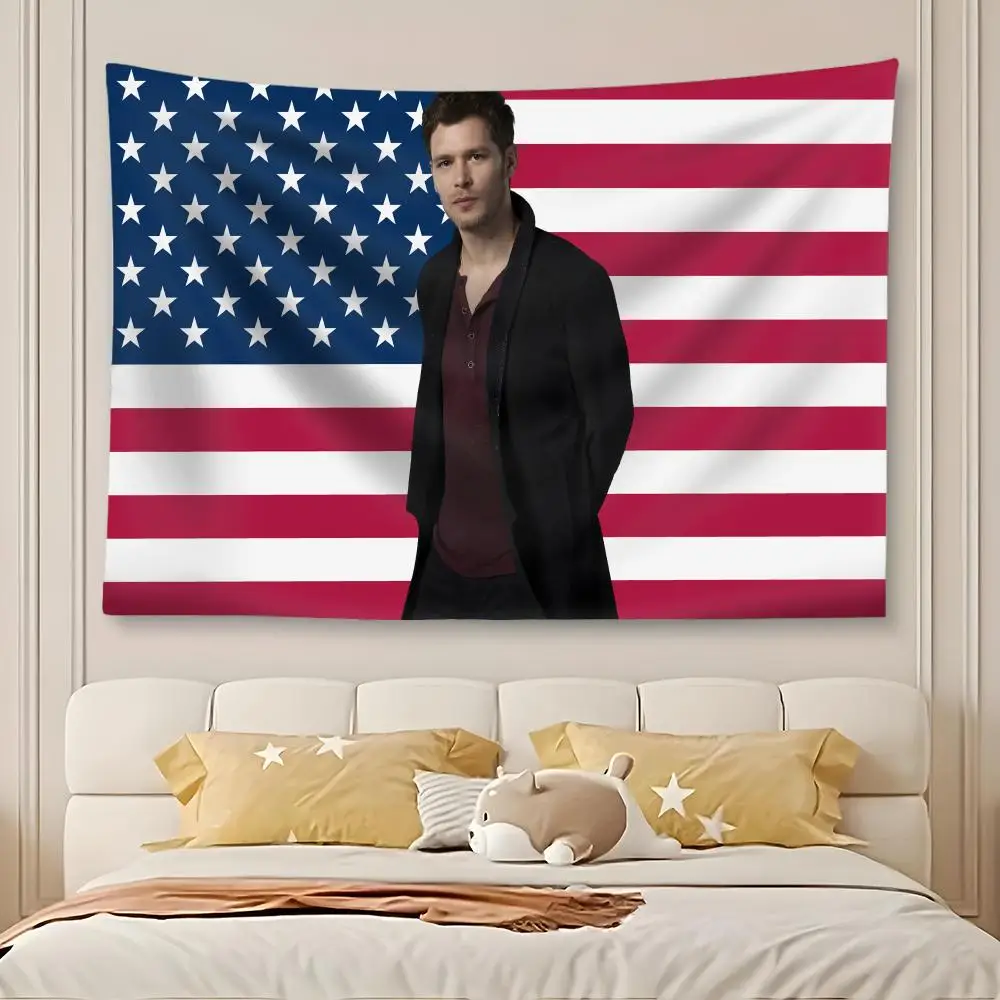 K-Klaus Mikaelson Actor Tapestry Art Decor Banner Microfiber Backdrop for Bedroom Living Room Bar Garden Party