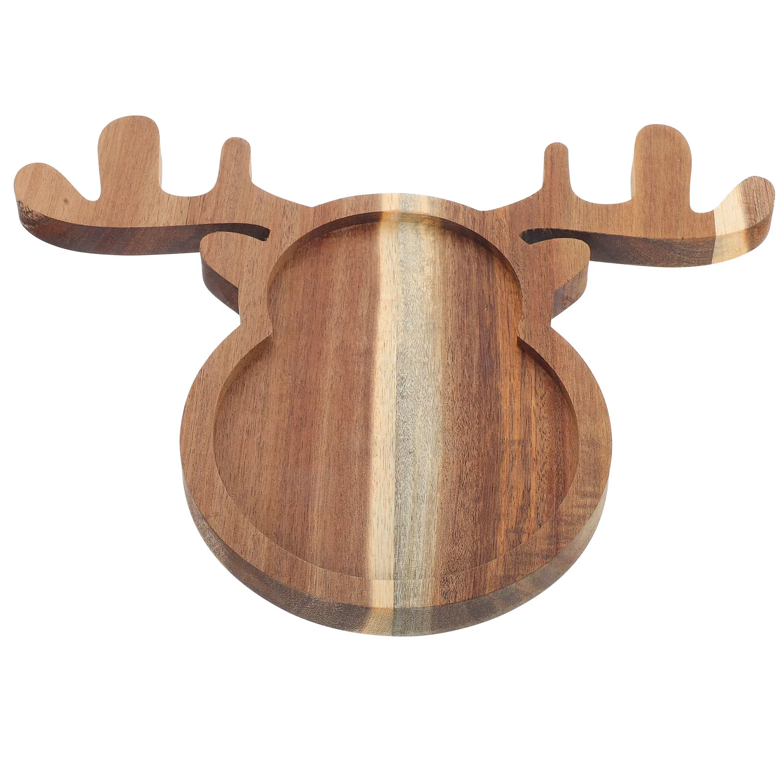 

Festive Wooden Christmas Reindeer-Shaped Dessert Dish Candy Platter Antler Cheese Food Plate Wood Holiday Tray Fruit Appetizer