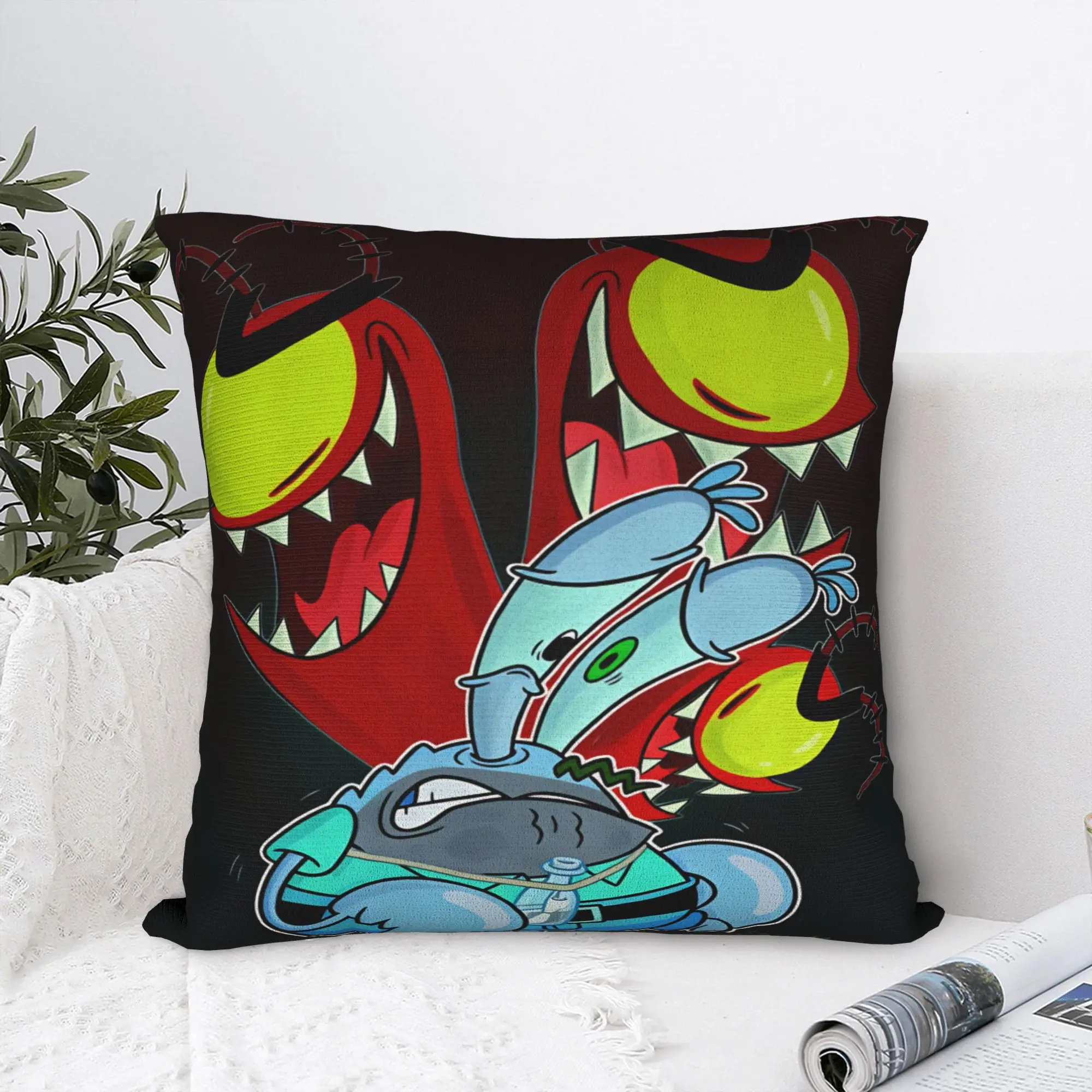 SpongeBobs Plankton  Pillowcases  Morden Pillow Case For Sofa Home Decor Square Pillow Cover