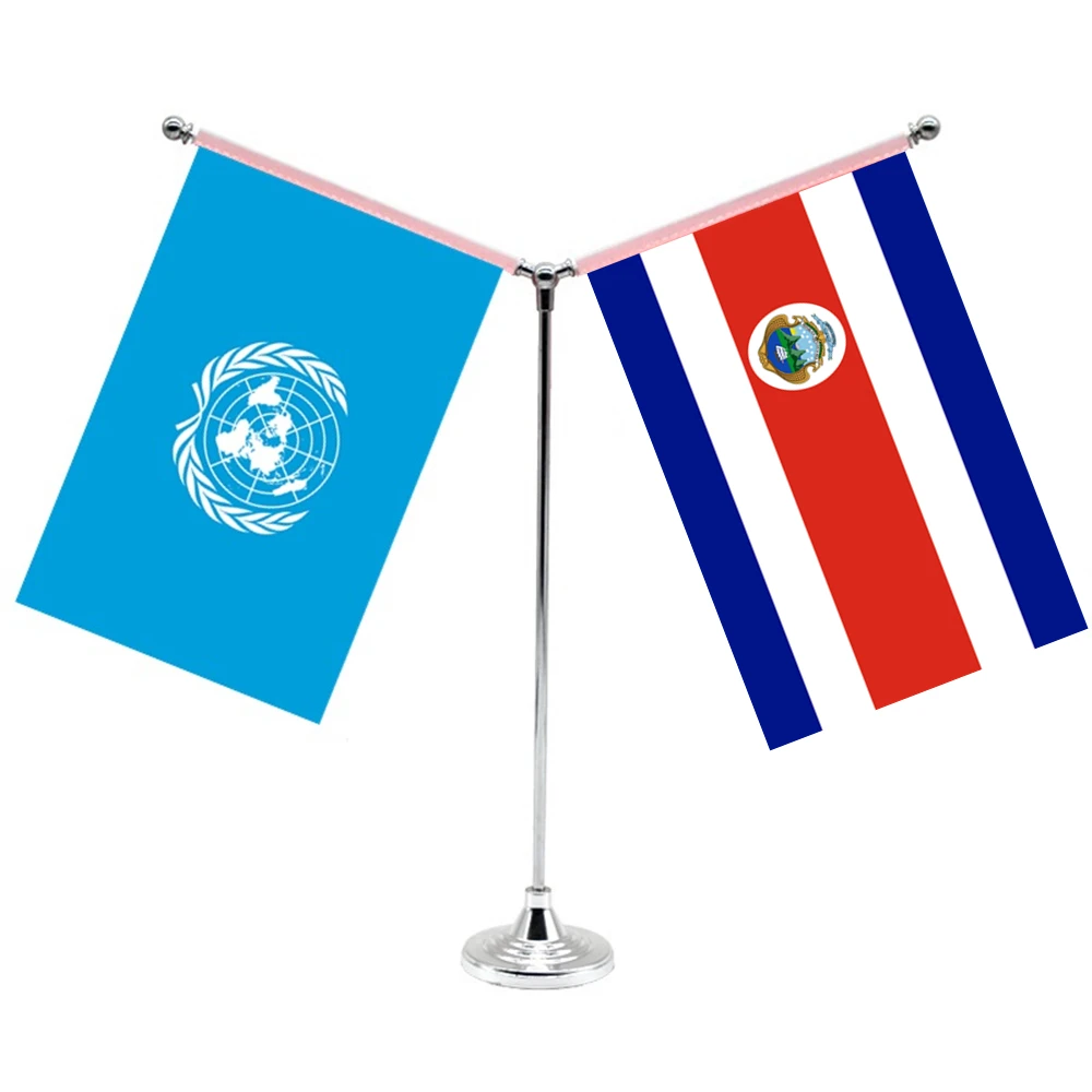 14x21cm Mini Costa Rican Flag Office Decoration With Two Flags Of The United Nations And Costa Rica