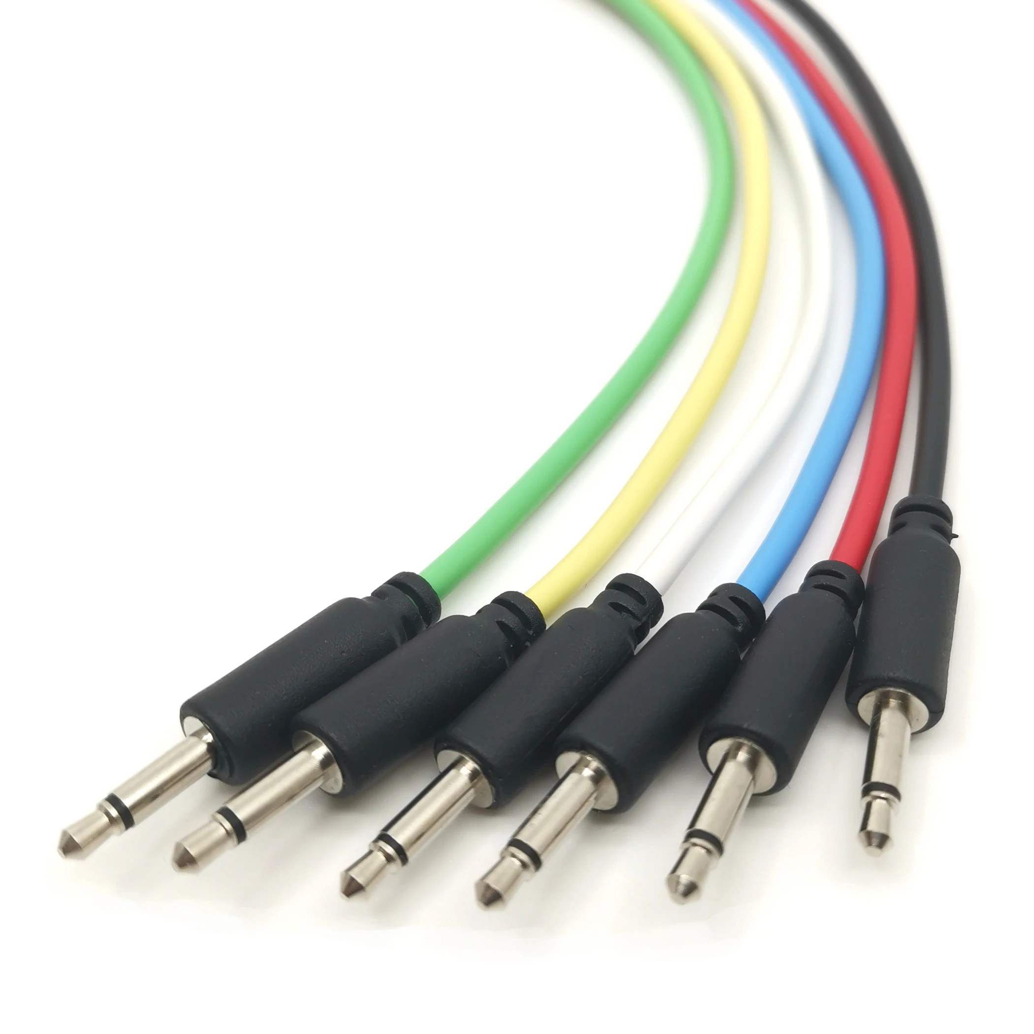 Mono Modular Cables - TS 3.5mm 1/8 inch - Black Jack - Path Synth Synthesizer Eurorack - 5 pcs 1 color - Orange Pink ...