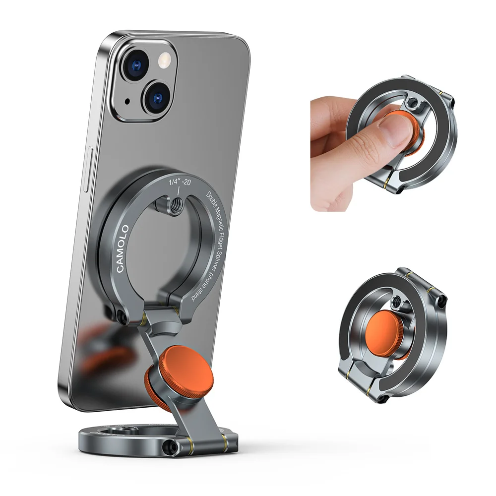 CAMOLO Dualer magnetischer Handyhalter für iPhone 17–12, Handy-Schreibtisch- und Fitnessstudio-Halterung mit flexiblem Spinner, Fotografie-Stativ-Zubehör