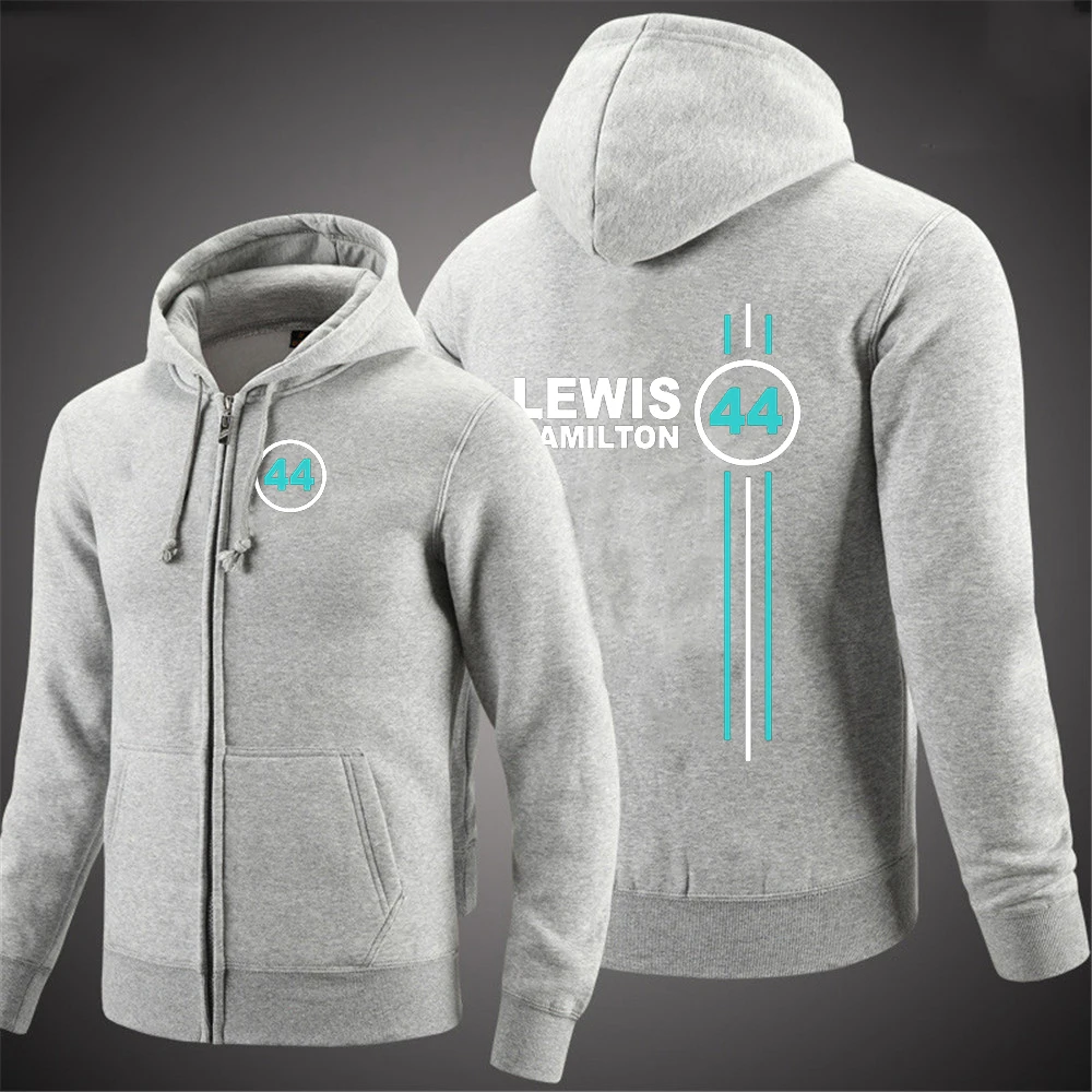 F1 driver Lewis Hamilton digital 44 Harajuku Zip Sweatshirt Winter Jacket Clothes Popular Hoodie Men Pocket Long Sleeve Tops