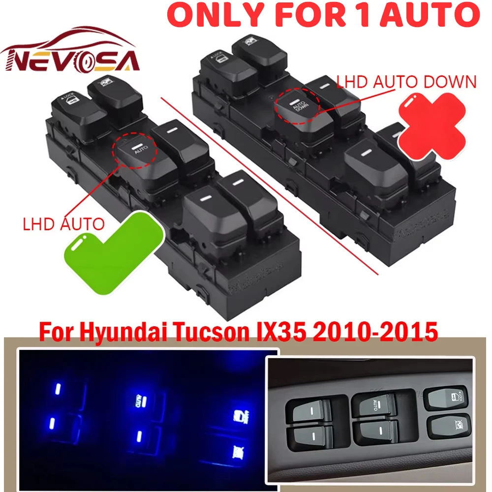 Front Left Drive For Hyundai Tucson 2010 2011 2012 2013 2014 2015 Auto Power Window Control Glass Switch 93571-2S050 93571-2S000