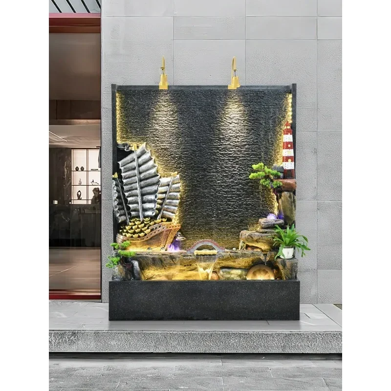 Rockery fountain ornaments office porch water curtain wall courtyard decoration lucky decoration cycle landscaping landscape