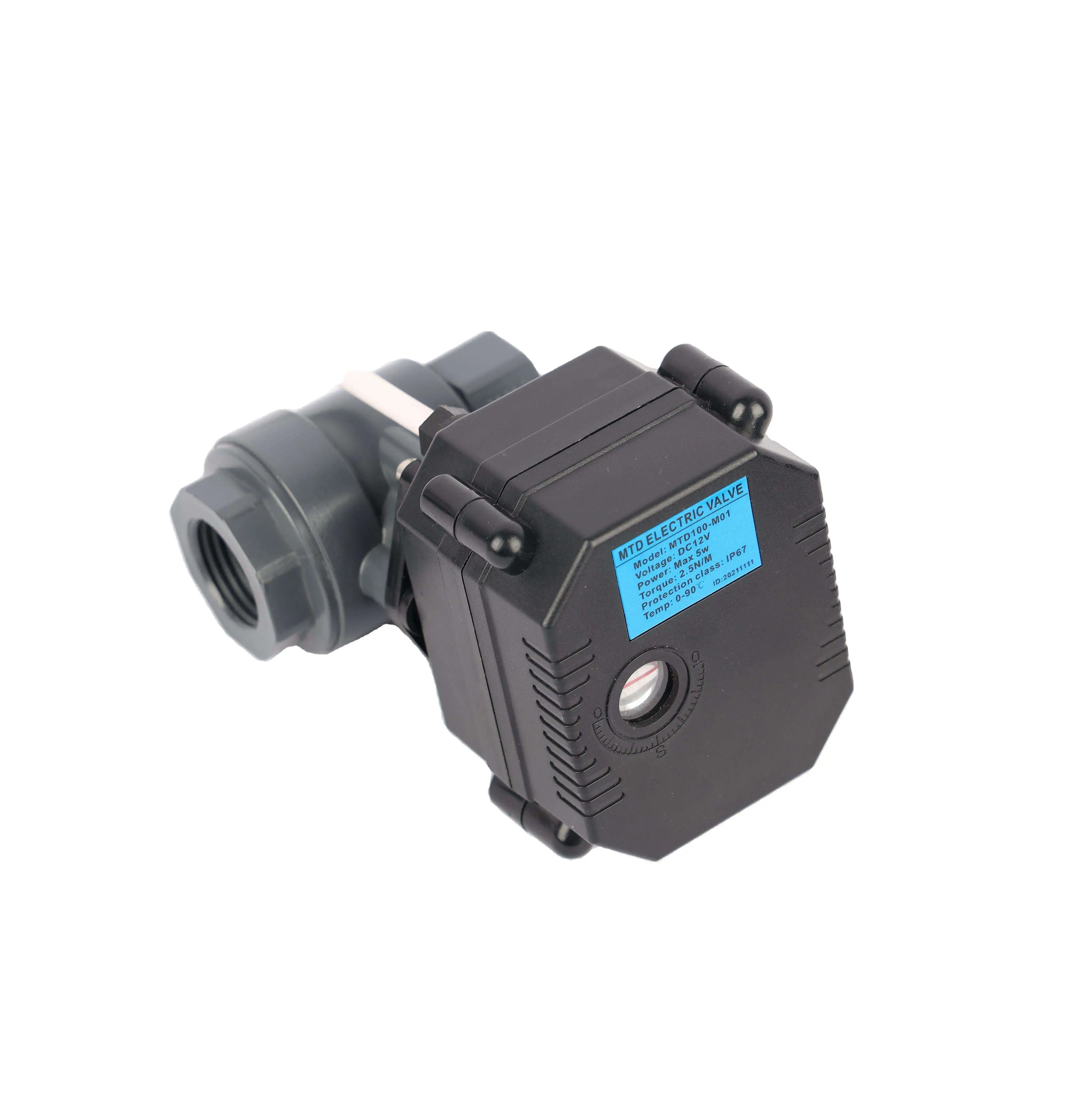 DN20 PVC Mini Electric Valve 8v 24v 12V DC Automatic Water Control Ball Valve With Manual Override Function