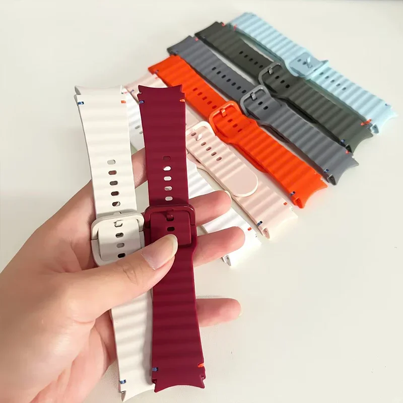 삼성 갤럭시 워치 6 7 5 4 44mm 40mm/FE/프로/클래식용 실리콘 밴드 2개, 오리지널 브레이슬릿 코레아 갤럭시 워치 7 스포츠 스트랩