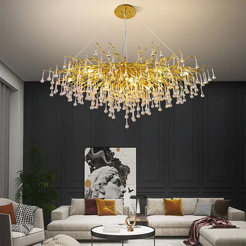 Imagem -02 - Estilo Europeu Ouro Lustre de Cristal Luz Pendurado Nordic Sala Estar Decoração Casa Luxo Luz Teto Led g9 Soquetes