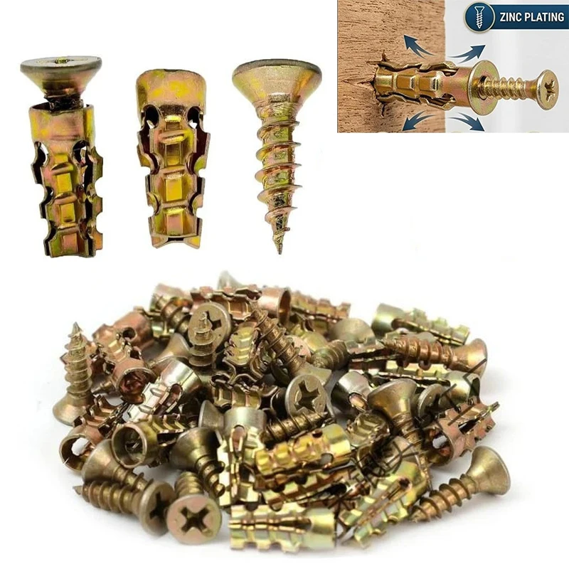 Door Hinge Thread Repair Screw Expansion Wall Anchor Stripped Thread Fix Self Tapping Screw