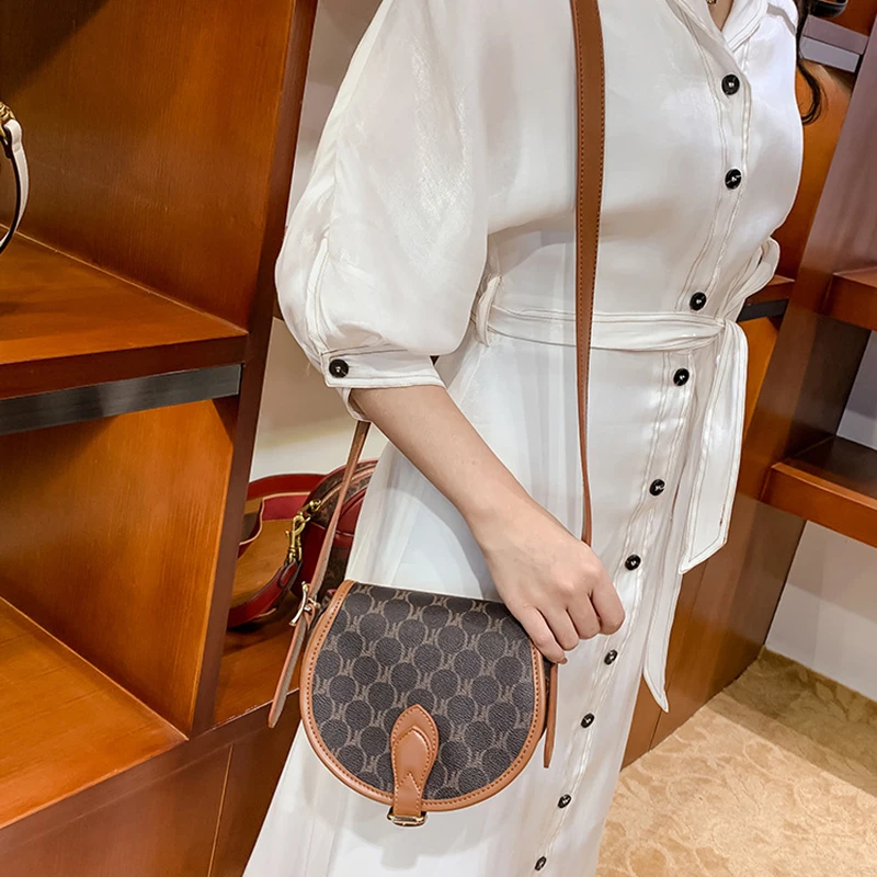 Famous Brand Designer PVC Leather Women Vintage Saddle Shoulder Bag Handbags Fashion Chain Crossbody Bag Ladies New Bag