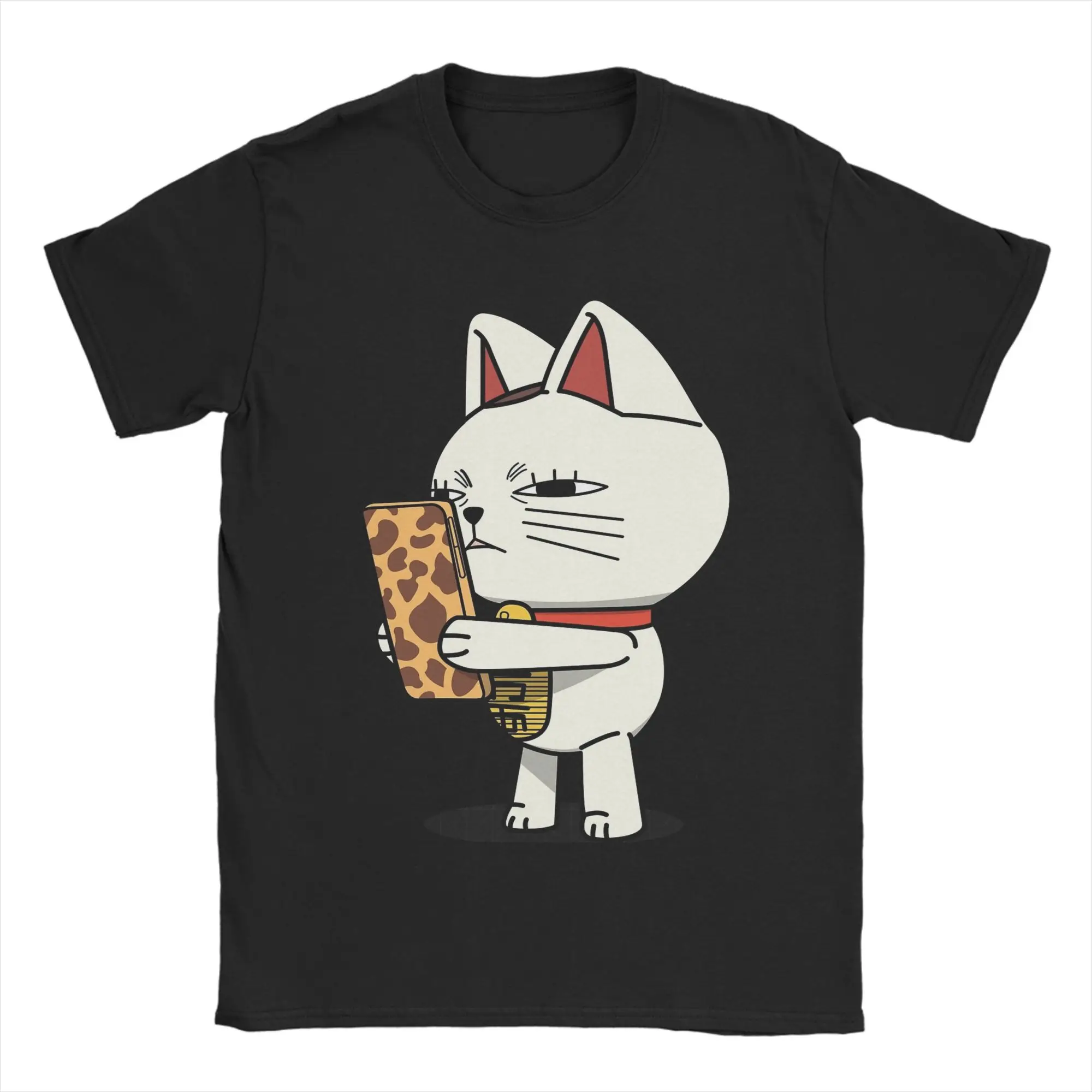 أنيمي Dandadan القط توربو الجدة على الهاتف تي شيرت الرجال 100% القطن تي شيرت تقليدي الجولة الرقبة تي شيرت ملابس قصيرة الأكمام