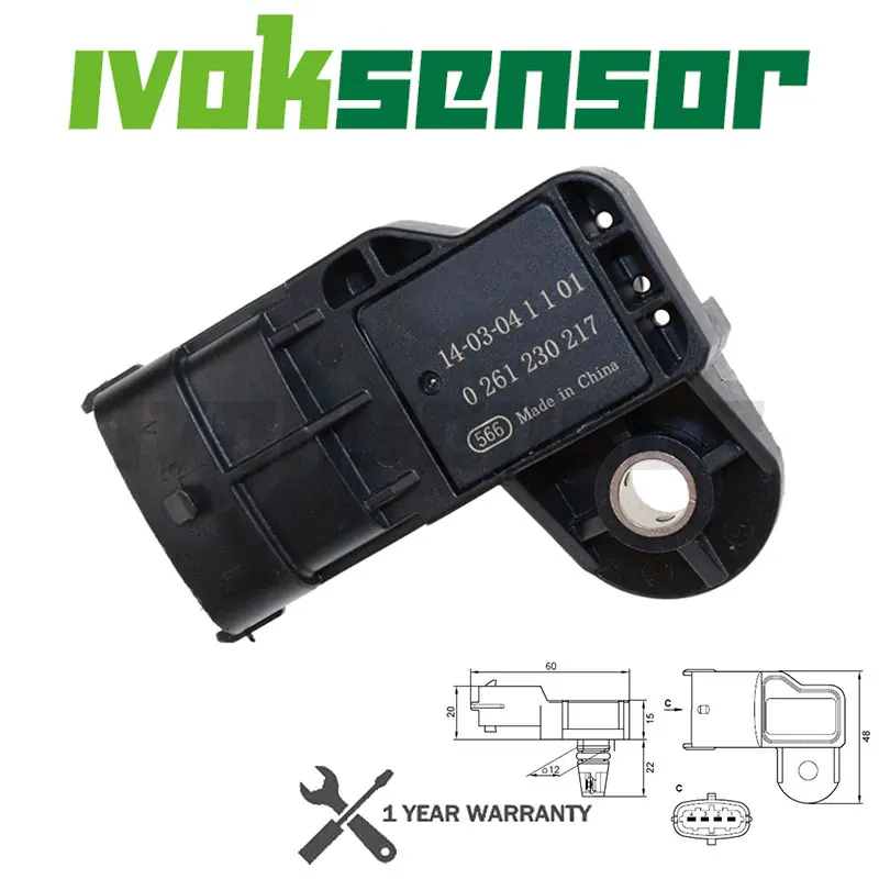 

MAP Sensor 0261230217 9470519 Intake Manifold Air Absolute Boost Pressure Sensor For Chevrolet BYD F0 Honda Civic Jazz Stream