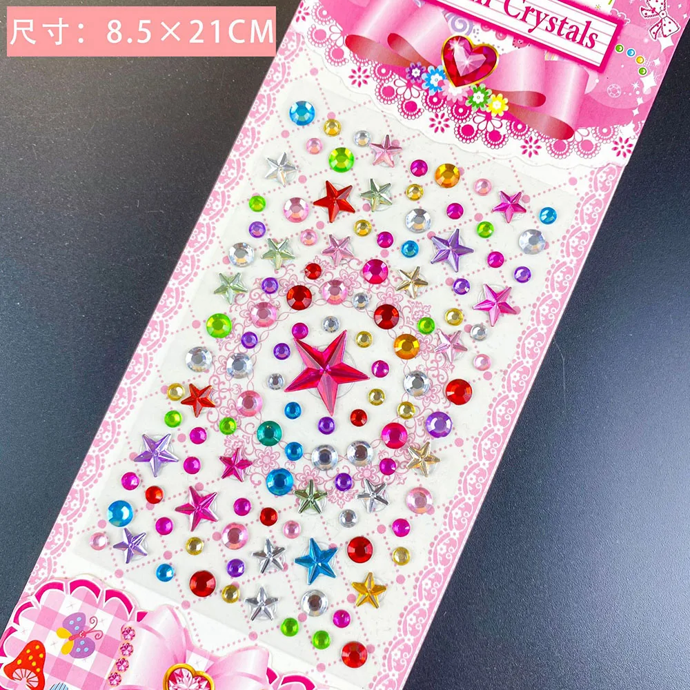 1 Sheet Acrylic Crystal Stickers Decal Mobile PC Diamond Rhinestone Self Adhesive Scrapbooking Stickers For Children Kids Toys