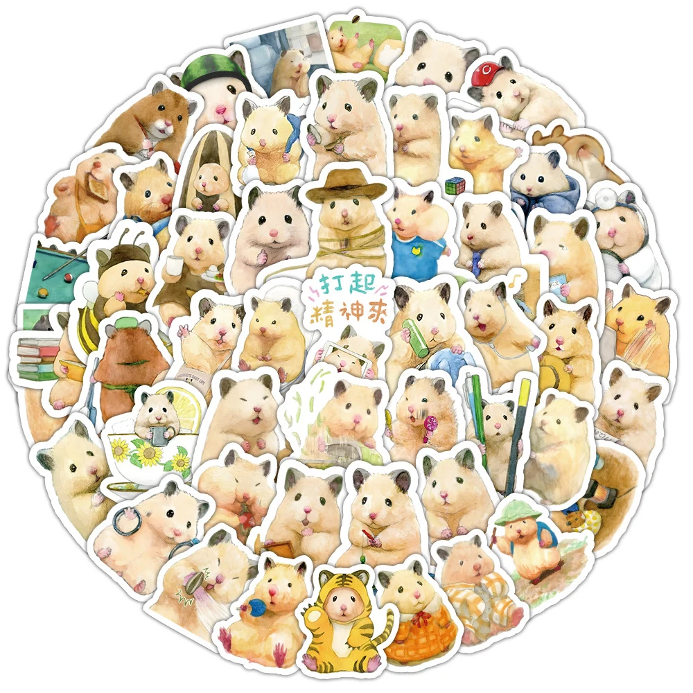 10/30/50/100pcs Cartoon Hamster Animal Decoration Stickers Decals Stationery Water Bottle Phone Diary Cute Sticker Kids DIY Toy