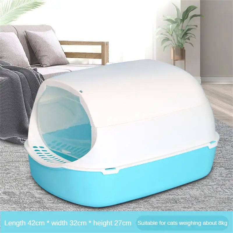 Cat Litter Basin Cats Sanitary Tray With Spoon Front Lift Cover Odor Proof Clean Basin Pets Supplies Pet Litter Box Cat Toilet