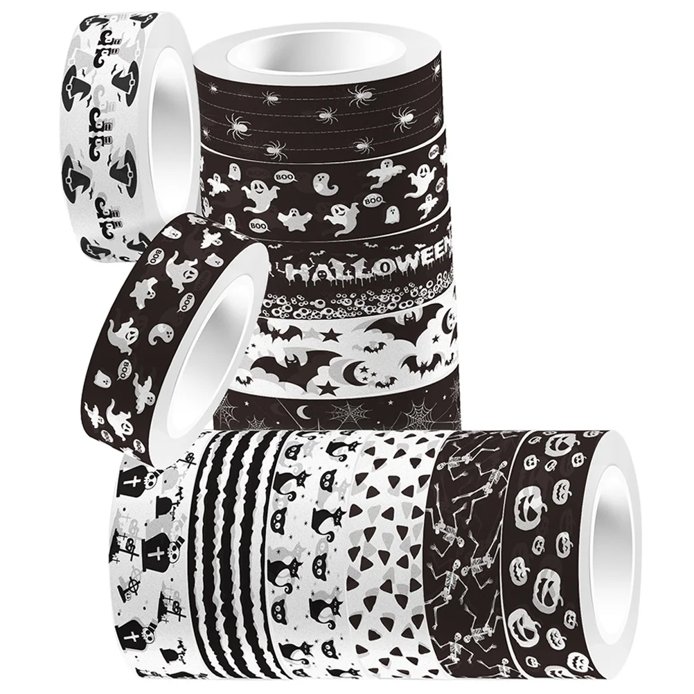 12 Rolls Halloween Handbag Decorative Tape Washi Tapes Festive Crafts DIY Elements Material Gift Wrapping