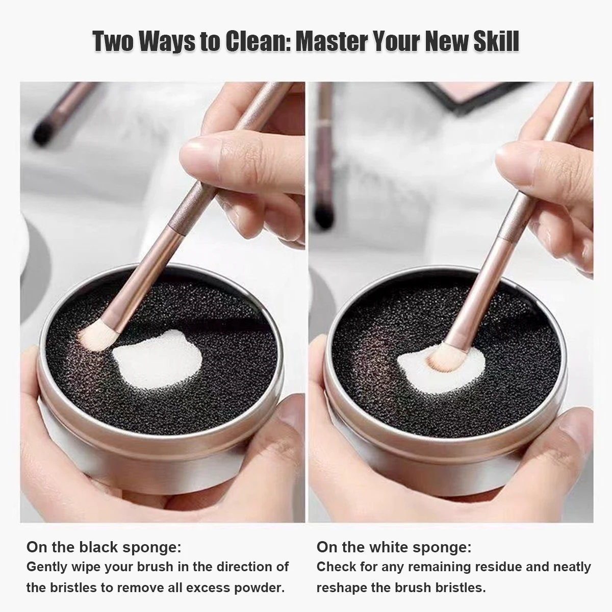 Portable Makeup Brush Cleaner Set 1 Box + 4 Refills with Sponge Dry Cleaning Case for Quick Removal of Residual Powder