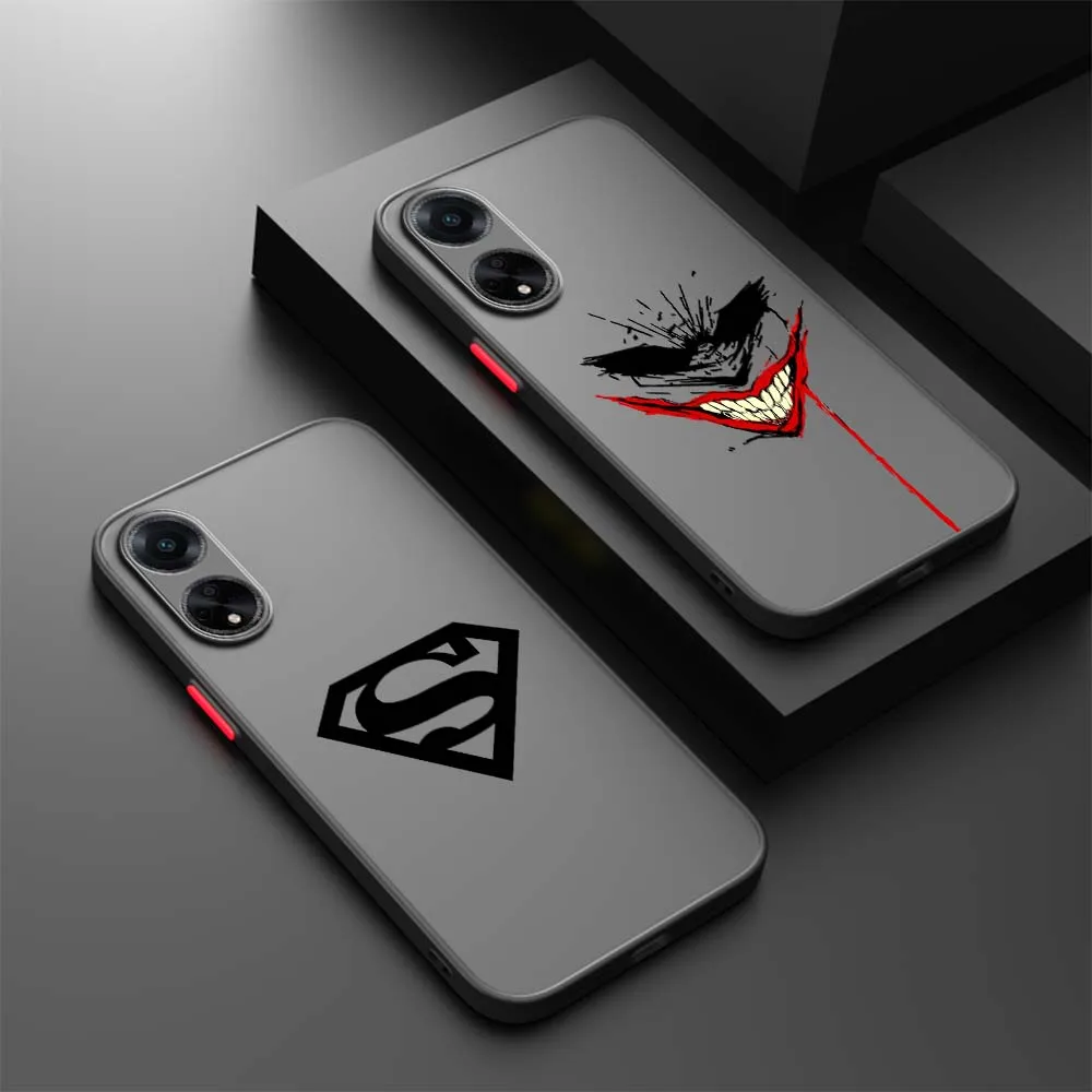 

S-Superman J-Joker Cool Logo For OPPO Find X3 X5 Lite Pro A98 A94 A93 A78 A79 A76 A58 A57 5G Frosted Translucent Phone Case