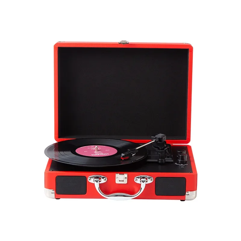 

Red vinyl record player, retro, vintage Bluetooth record player, USB vinyl record.
