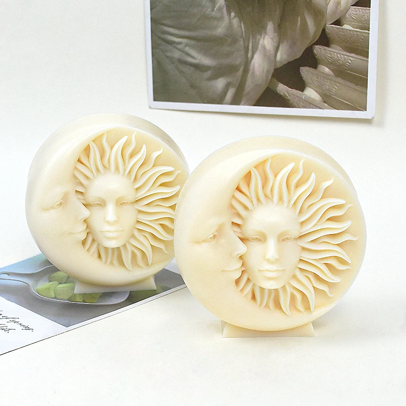 2D/3D Sun Goddess Candle Silicone Mold Moon Goddess Face Candle Silicone Mold Soap Cake Chocolate Mold Resin Gypsum Mold