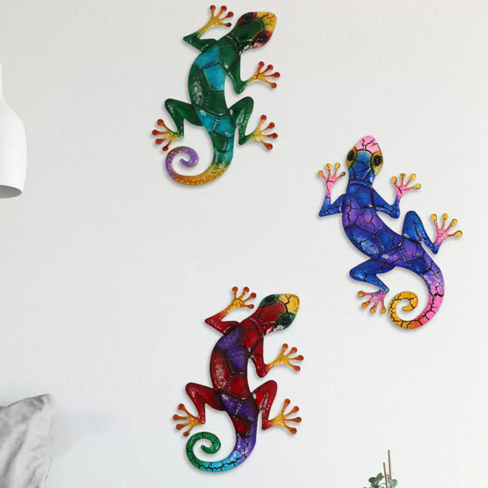 1Pcs Iron Gecko Wall Art Decor Handcrafted Metal Wall Hanging Ornament for Home Living Room Bedroom Corridor Garden Window