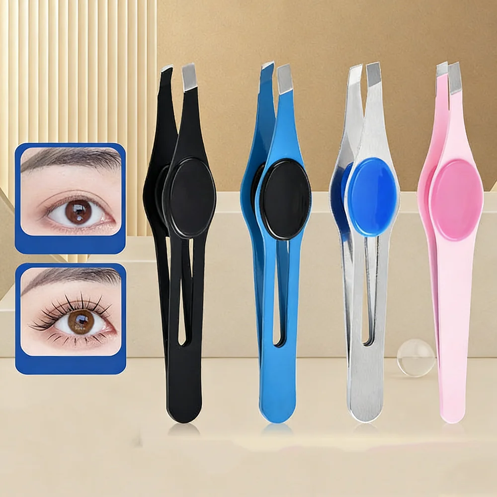 Profesjonalne, skośne pęsety do brwi ze stali nierdzewnej do precyzyjnego usuwania drobnych włosków, narzędzie do makijażu i precyzyjnego modelowania brwi.