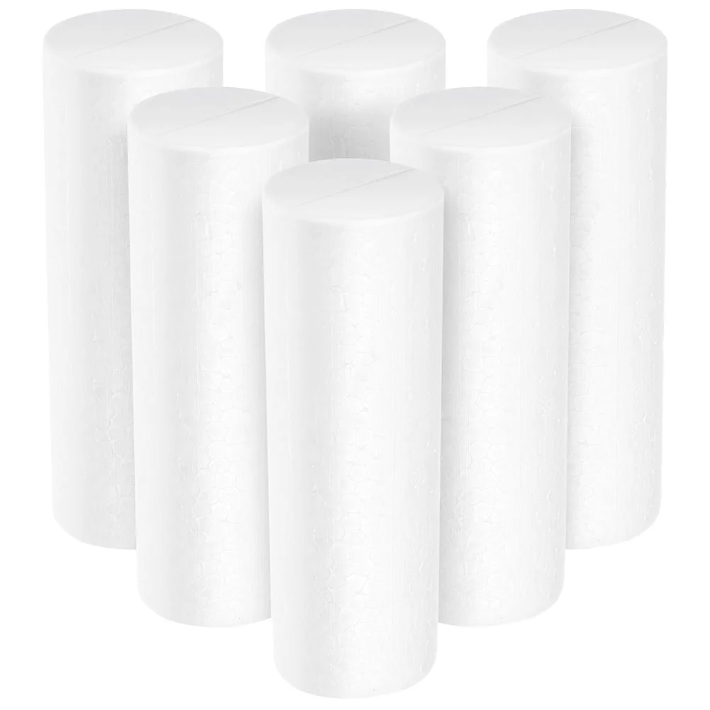

6 Pcs White Foam Cylinders Blocks Party Decor Supply Child Christmas Ornament Round Stickers