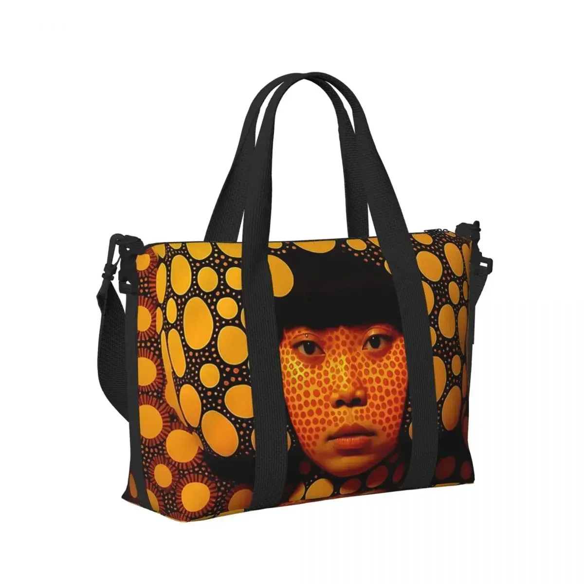 Yayoi Kusama Polka Beach Travel Bag Large Capacity Tote Bags for Gym Yoga Women Shopping Duffle Shoulder Bag