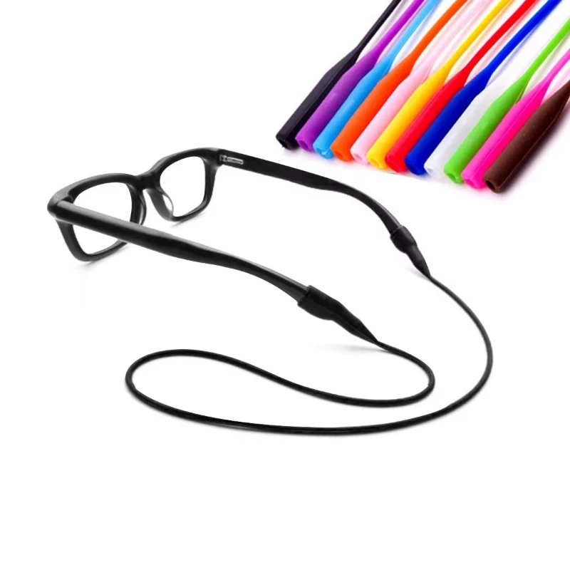 1-4Pcs Multicolor Elastic Silicone Lace Eyeglasses Straps Adjustable Sports Anti-Slip Neck Tape With Letter Button Round Ends