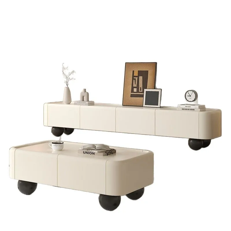 

floor TV cabinet, coffee table combination living room, household small apartment French, medieval solid wood TV cabinet