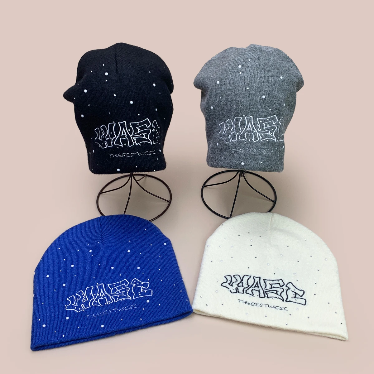 

Stick Diamond Pearls Letters Embroidery Knitted Hats New Men Women Loose Warm Korean Fashion Personal Versatile Niche Beanies